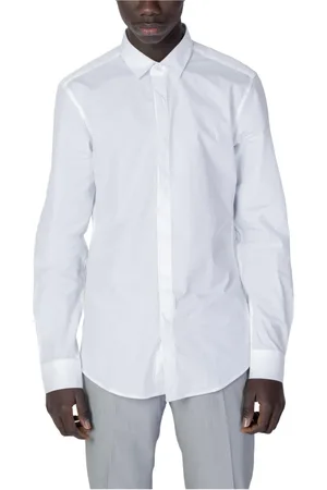 Antony Morato Skjorte, Herre, Hvid, M, Bomuld, Hvid Button-Front Skjorte Klassisk Stil