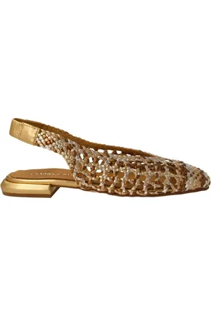 Pedro Miralles Sko, Dame, Gul, 36 EU, Læder, Bronze Flettede Læder Ballet Flats