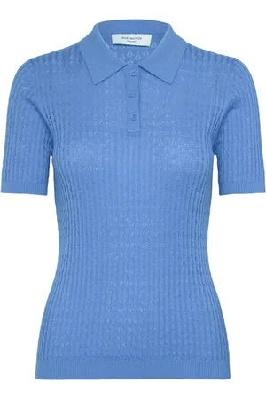 Rosemunde Top, Dame, Blå, XL, Polyester, Blå Himmel Kortærmet Strik