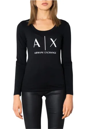 Armani Exchange Top, Dame, Sort, 2XL, Bomuld, Trykt langærmet T-shirt