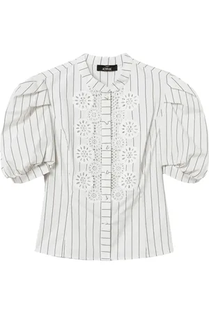 Twin-Set Bluser & Skjorter, Dame, Hvid, M, Vertikal Stribemønster Crew Neck Skjorte
