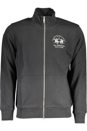 La Martina Sweathshirts & Hoodies, Herre, Sort, S, Hættetrøje med lynlås sort langærmet