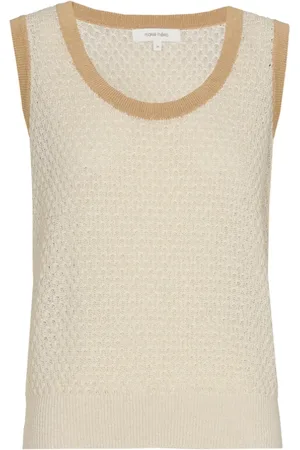 Marie Méro Top, Dame, , 3XL, Uld, Strikket Top med Brun Kant