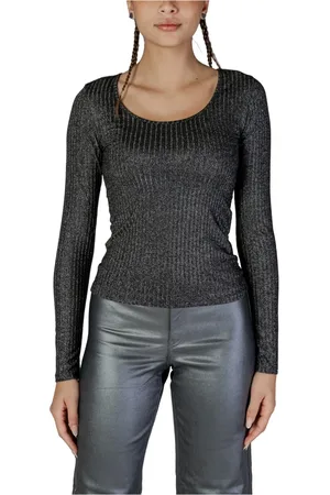 VERO MODA Top, Dame, Sort, XS, Polyester, Metallic Strik Langærmet Top