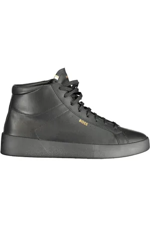 HUGO BOSS Sko, Herre, Sort, 43 EU, Højtop Sneakers med Fedt Print