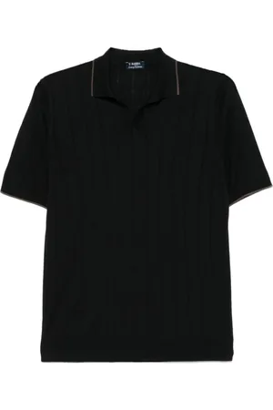 BARBA Strik, Herre, Sort, XL, Uld, Silke Polo Shirt Sort Stilfuld