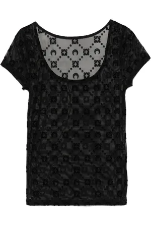 Marine Serre Bluser & Skjorter, Dame, Sort, S, Sort U-hals Cap Sleeves Top