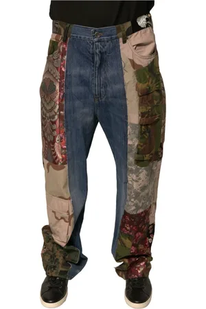 Dolce & Gabbana Jeans, Herre, Flerfarvet, M, Denim, Blå Patchwork Straight Denim Jeans