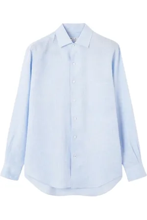 Loro Piana Skjorte, Herre, Blå, XL, Lysblå Linen André Skjorte