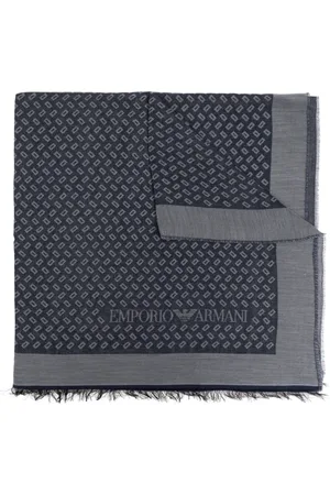 Emporio Armani Tilbehør, Herre, Blå, ONE SIZE, Bomuld, Tørklæde med logo