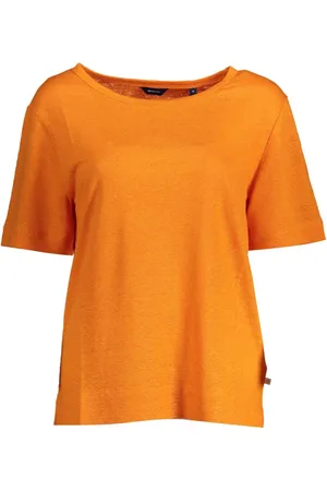 GANT Top, Dame, , S, Linned, Linned Top T-Shirt, Kortærmet, Bred Halsudskæring, Logo