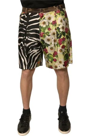 Dolce & Gabbana Shorts, Herre, Flerfarvet, M, Silke Patchwork Chino Shorts med Logo