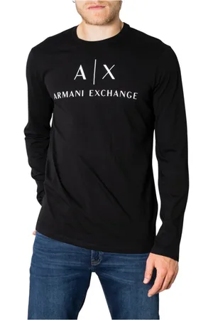 Armani Exchange Top, Herre, Sort, XL, Bomuld, Langærmet Bomuld T-Shirt