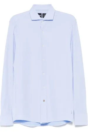HUGO BOSS Skjorte, Herre, Blå, L, Bomuld, Slim Fit Bomuldsskjorte, Designers kode