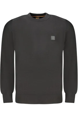 HUGO BOSS Strik, Herre, Sort, L, Bomuld, Sort Bomuldssweater