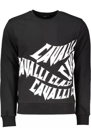 Roberto Cavalli Sweathshirts & Hoodies, Herre, Sort, L, Bomuld, Sort bomuldspullover til mænd