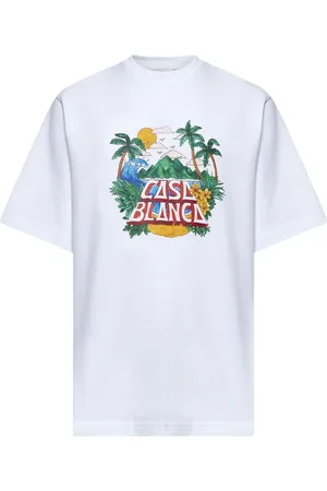 Casablanca Top, Herre, Hvid, XL, Bomuld, Hvid T-shirt med print, rund hals