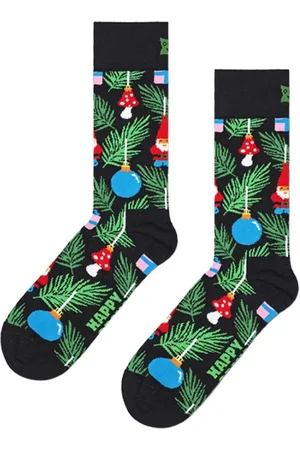 Happy Socks Undertøj, Dame, Flerfarvet, S, Bomuld, Jule Nisser Crew Sokker