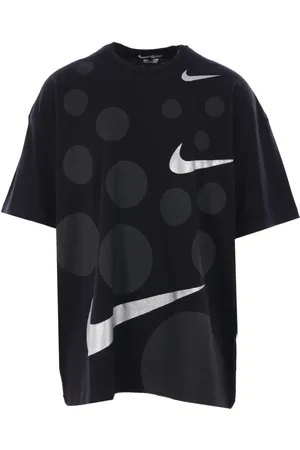 Comme des Garçons Top, Herre, Sort, L, Bomuld, Sort T-shirt med prikker og Swoosh-logo