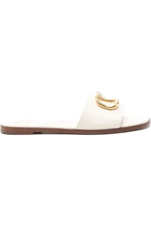 VALENTINO GARAVANI Sko, Dame, , 40 EU, Læder, Ivory Læder Firkantet Tå Sandaler