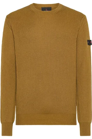 Peuterey Strik, Herre, Gul, XS, Uld, Ochre Crew Neck Sweater