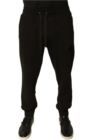 Dolce & Gabbana Bukser, Herre, Sort, 5XL, Bomuld, Sorte bomuld joggerbukser med logo