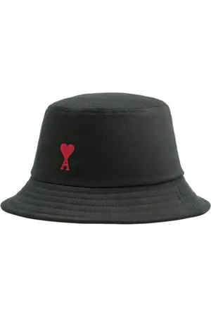 Ami Tilbehør, Herre, Sort, 58 CM, Bomuld, Sort Bomuld Logo Broderet Flad Skygge Hat
