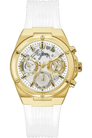 Guess Tilbehør, Dame, Hvid, ONE SIZE, Uld, Guld Hvid Gummi Analog Ur