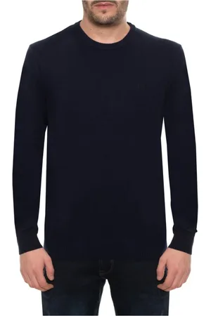 Sergio Tacchini Strik, Herre, Blå, S, Uld, Uld Ribbet Hem Rund Hals Sweater