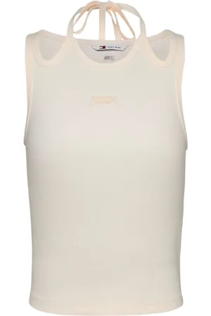 Tommy Hilfiger Top, Dame, Hvid, L, Bomuld, Hvid Ærmeløs Rund Hals Top
