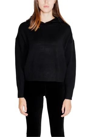 VERO MODA Sweathshirts & Hoodies, Dame, Sort, XS, Uld, Sort V-hals hættetrøje strik
