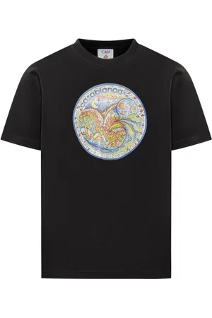 Casablanca Top, Herre, Sort, 3XL, Bomuld, Sort bomuldst-shirt med print
