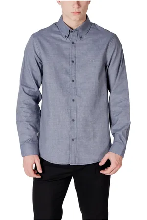 Armani Exchange Skjorte, Herre, Blå, M, Bomuld, Blå Bomuld Skjorte med Knapper