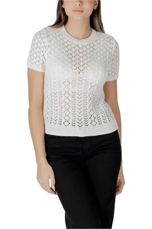 ONLY Strik, Dame, Hvid, XS, Bomuld, Hvid Strik Kortærmet Top