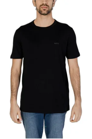 HUGO BOSS Top, Herre, Sort, M, Bomuld, Sort Print Kortærmet T-shirt