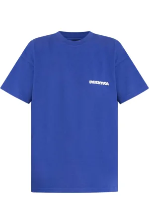 Balenciaga Top, Herre, Blå, S, Bomuld, Broderet Logo Blå T-shirt