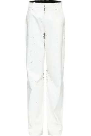 Maison Margiela Bukser, Dame, Hvid, S, Hvide Bukser med Skjult Frontlukning