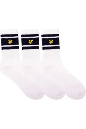 Lyle & Scott Undertøj, Herre, Hvid, M, Bomuld, Stribet Crew Sokker 3-Pakke