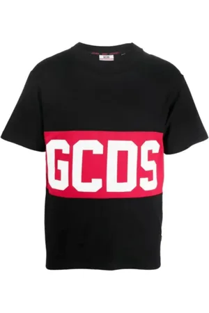 GCDS Top, Herre, Sort, 2XL, Bomuld, Logo Bånd Oversized Sort T-shirt