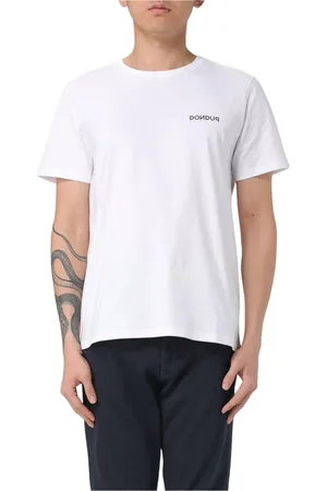 Dondup Top, Herre, Hvid, 2XL, Bomuld, Bomuld Jersey T-shirt med Brysttryk
