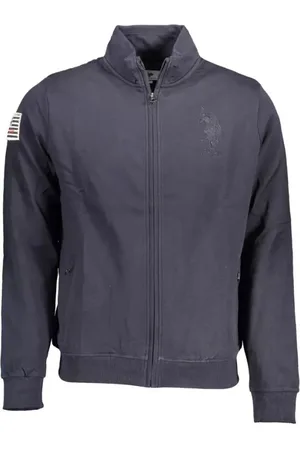 U.S. Polo Assn. Sweathshirts & Hoodies, Herre, Blå, 2XL, Bomuld, Blå Bomuld Zip Sweater med Logo Broderi