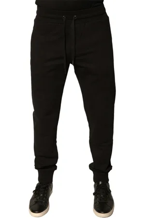 Dolce & Gabbana Bukser, Herre, Sort, M, Bomuld, Logo Detalje Bomuld Jogger Bukser
