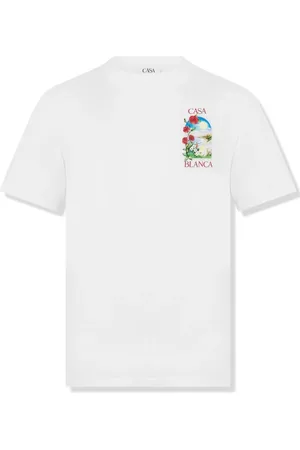 Casablanca Top, Herre, Hvid, L, Bomuld, Hvid T-shirt med print, rund hals