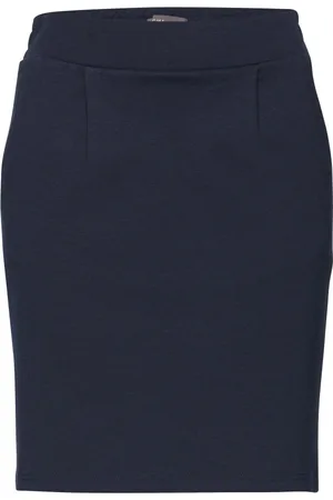 Ichi Nederdel, Dame, Blå, XS, Uld, Midi Skirts