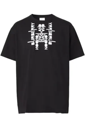 Burberry Top, Herre, Sort, S, Bomuld, Logo Print T-shirt i Sort