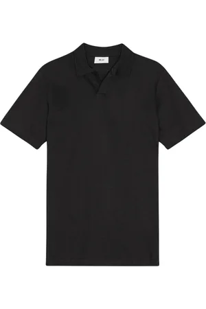 NN.07 Top, Herre, Sort, M, Bomuld, Sort Polo Skjorte med Tvillingenål Syning