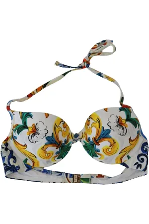 Dolce & Gabbana Badetøj, Dame, Flerfarvet, S, Uld, Majolica Print Bikini Top