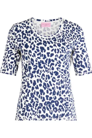 Betty Barclay Top, Dame, Hvid, XL, Uld, Ribbet Basic T-shirt med dyredesign