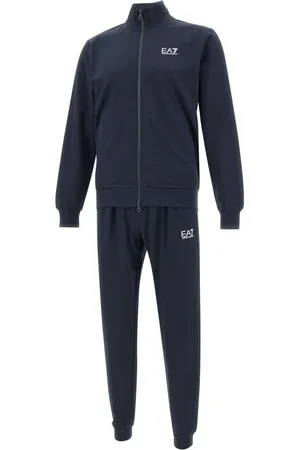 EA7 Sport, Herre, Blå, M, Bomuld, Blå Bomulds Tracksuit Sæt