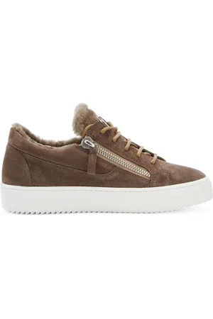 Giuseppe Zanotti Sko, Dame, Brun, 37 EU, Uld, Elegant Brun Lukkede Flade Sneakers